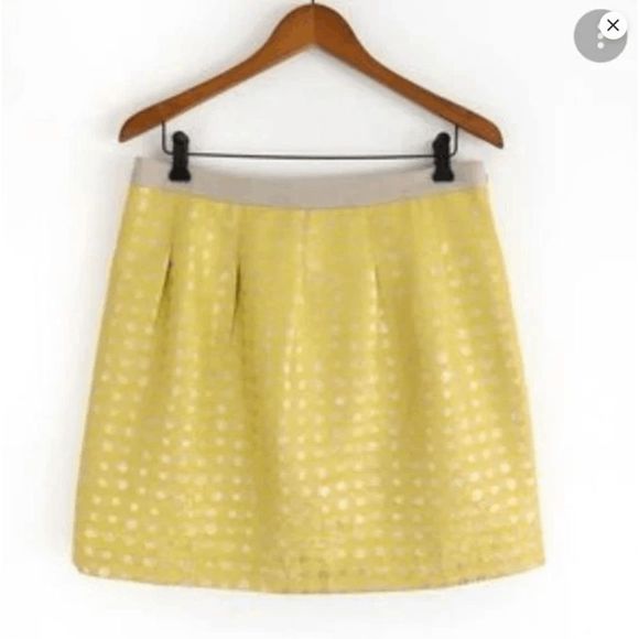 LOFT NWT Ann Taylor Loft Gold Metallic Dot Yellow Tan Lined Skirt Sz 6, MSRP $70 - Picture 1 of 11
